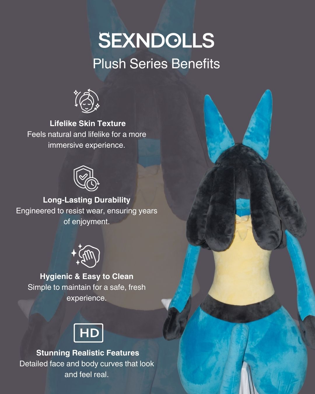 Lucario Plush Pokemon Sex Doll 165cm Plush Sex Doll Benefits 