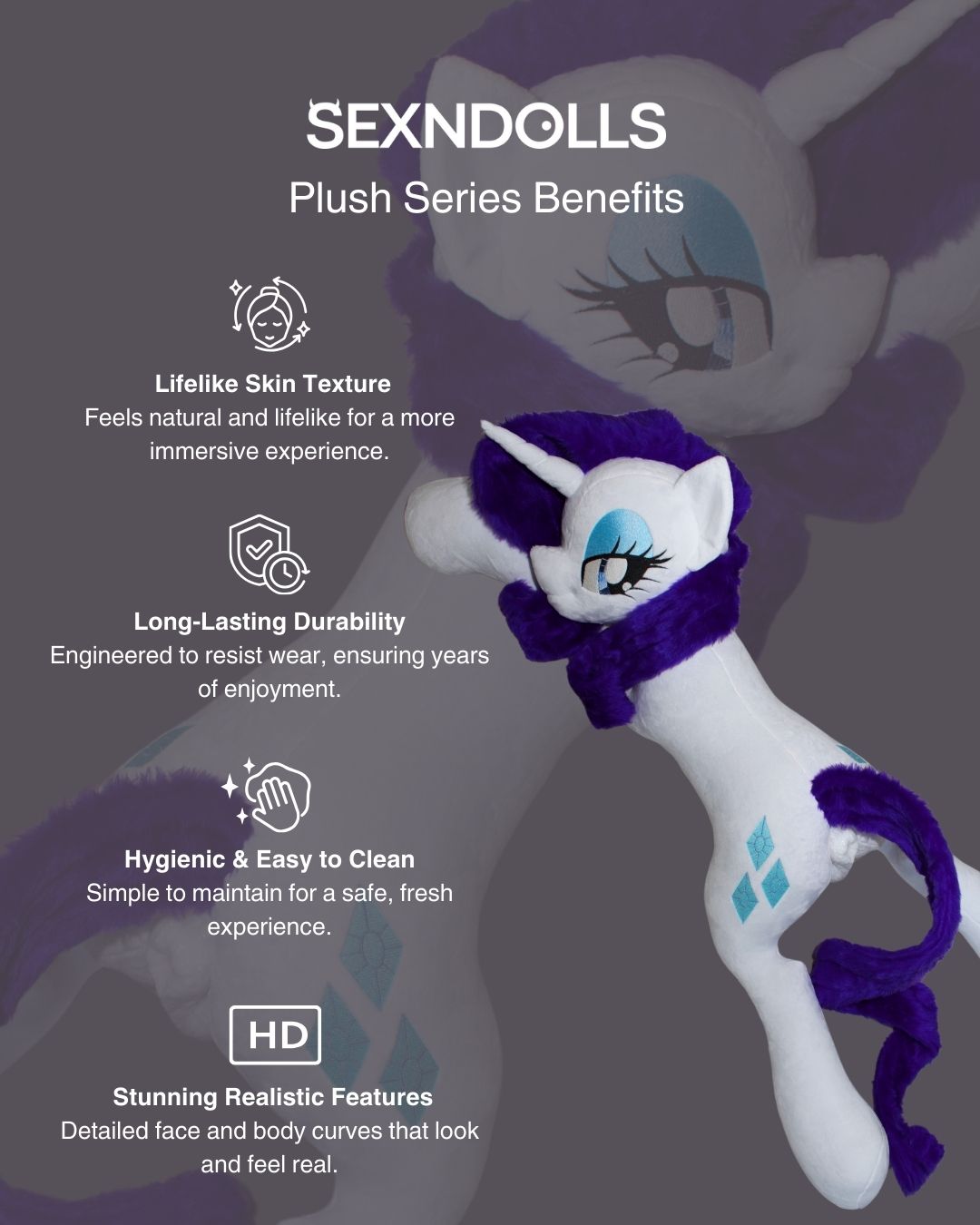 Rarity Female Unicorn MLP Pony Sex Toy 130cm