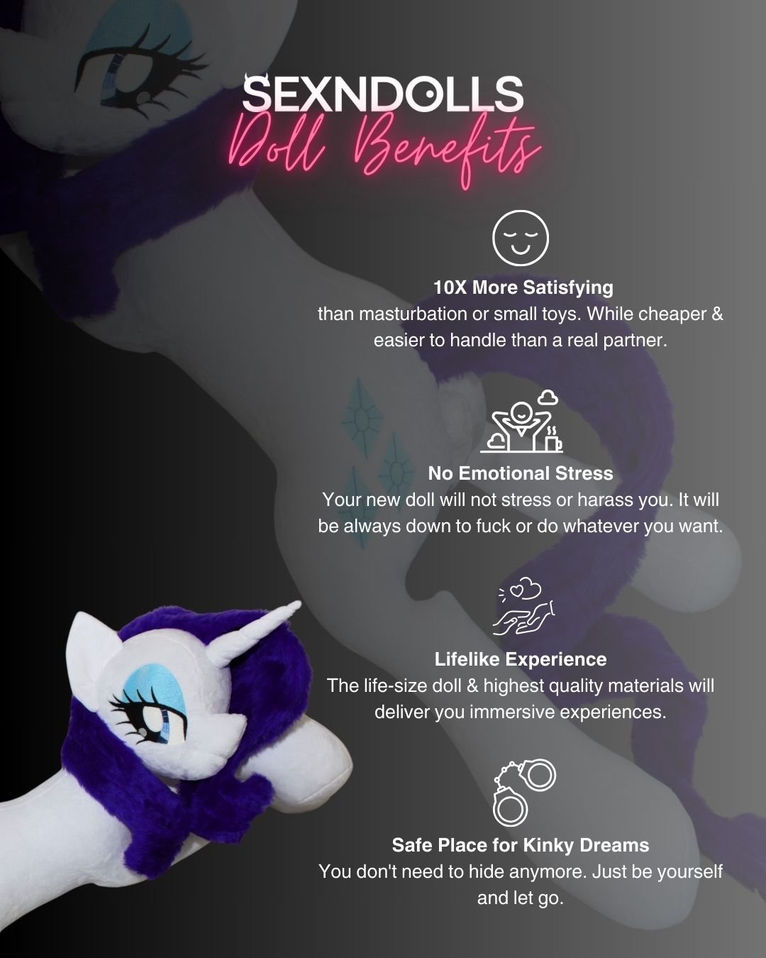 Rarity Female Unicorn MLP Pony Sex Toy 130cm Sex 'n Dolls Rarity Female Unicorn MLP Pony Sex Toy 130cm Sex 'n Dolls