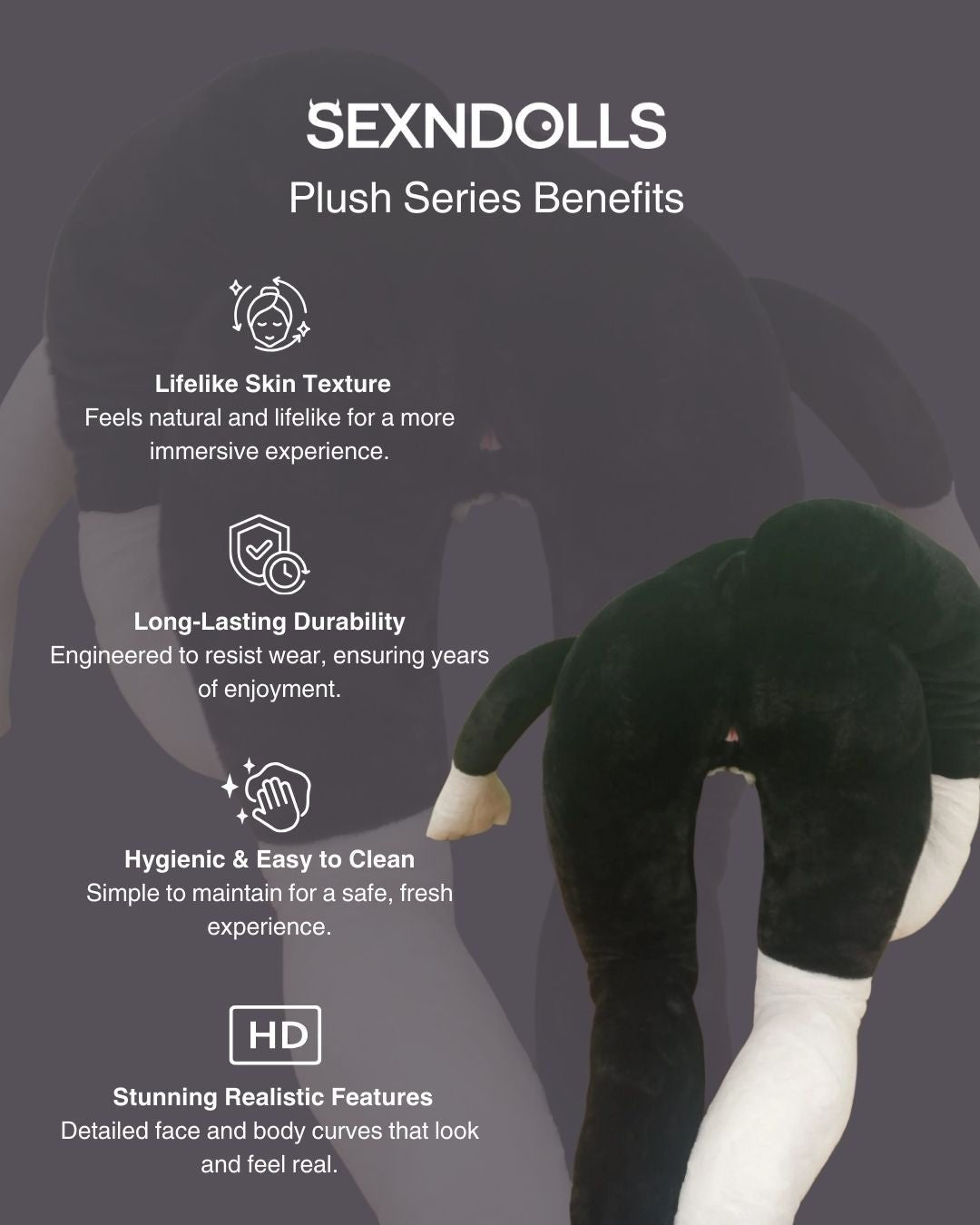 White Black Cat Sex Doll Plush Oreo 160cm  Sex 'n Dolls
